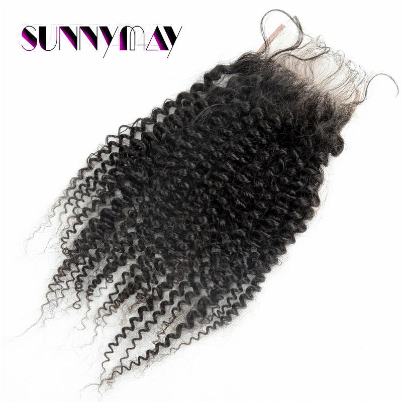 Sunnymay Unprocessed Human Brazilian Kinky Curly Virgin Hair With Closure Bleached Knots Kinky Curly Lace Closure With Baby Hair