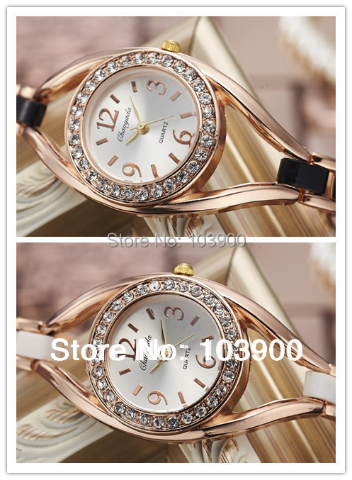 Free shipping personality design diamond round dial  stainless steel quartz watch bracelet watch female watch