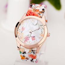 Free Shipping 2015 High Quality Watch Women Quartz Watches Flower Silicone Classic Wristwatches Relogio Feminino Hot