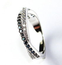 Double Lines CZ Diamonds Ring For Women White & Black Stones Colors to Choose Created Gemstone Jewelry Bague Anillos Ulove Y022