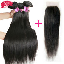 Peruvian Virgin Hair with Closure 3 Bundles with Closure Human Hair with Closure 7A Peruvian Virgin