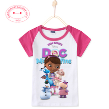 2016 new Summer Fashion Doc Mcstuffins Girl T-Shirts Kids Children Clothes Cotton 3D Print Cartoon T Shirt For Baby Girls Tees