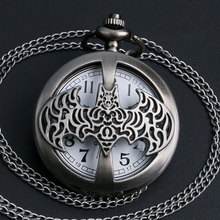 2016 New Arrival High Quality Dark Gray Steampunk Titanium Steel Batman Pocket Watch Necklace Mens/Womens jewelry Promoations