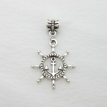 Free shipping! 25pcs Rudder Tibetan silver big hole pendant fit Pandora jewelry charm bracelet DIY pendant. X02