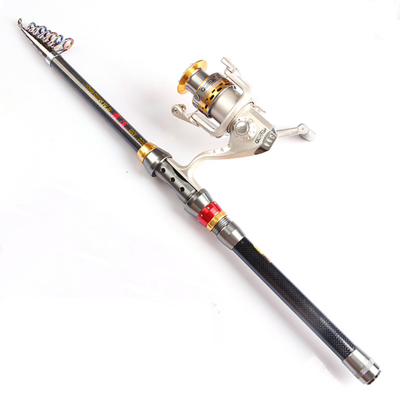 1.8-3.6M Carbon Telescopic Fishing Rod And 10BB Spinning Fishing Reel Fishing Tackle Set Kit Vara De Pesca
