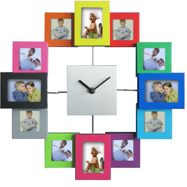 Large Decorative Wall Mounted Time Clocks 12 Pictures Photo Frame Clock Quartz Mechanism Horloge Wathces