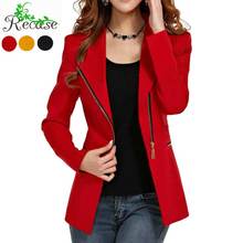 2016 Side Zipper Female Blazer Jackets Long Sleeve Slim Fashion Women Autumn Outerwear Coat 2XL Black Red Yellow Office NZ-BZ-1