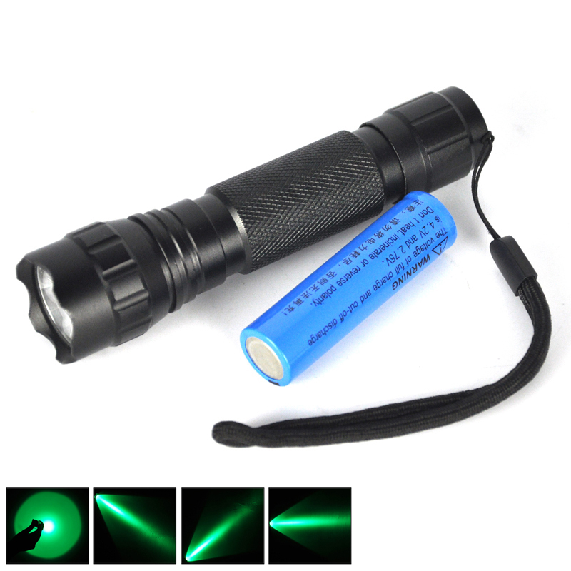 WF 501B Green Light  tactical flashlight LED Hunting Camp Flashlight Torch Flash Light Portable Lanterna+18650 battery