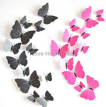 Free shipping 12pcs PVC 3d Butterfly wall decor cute Butterflies wall stickers art Decals home Decoration