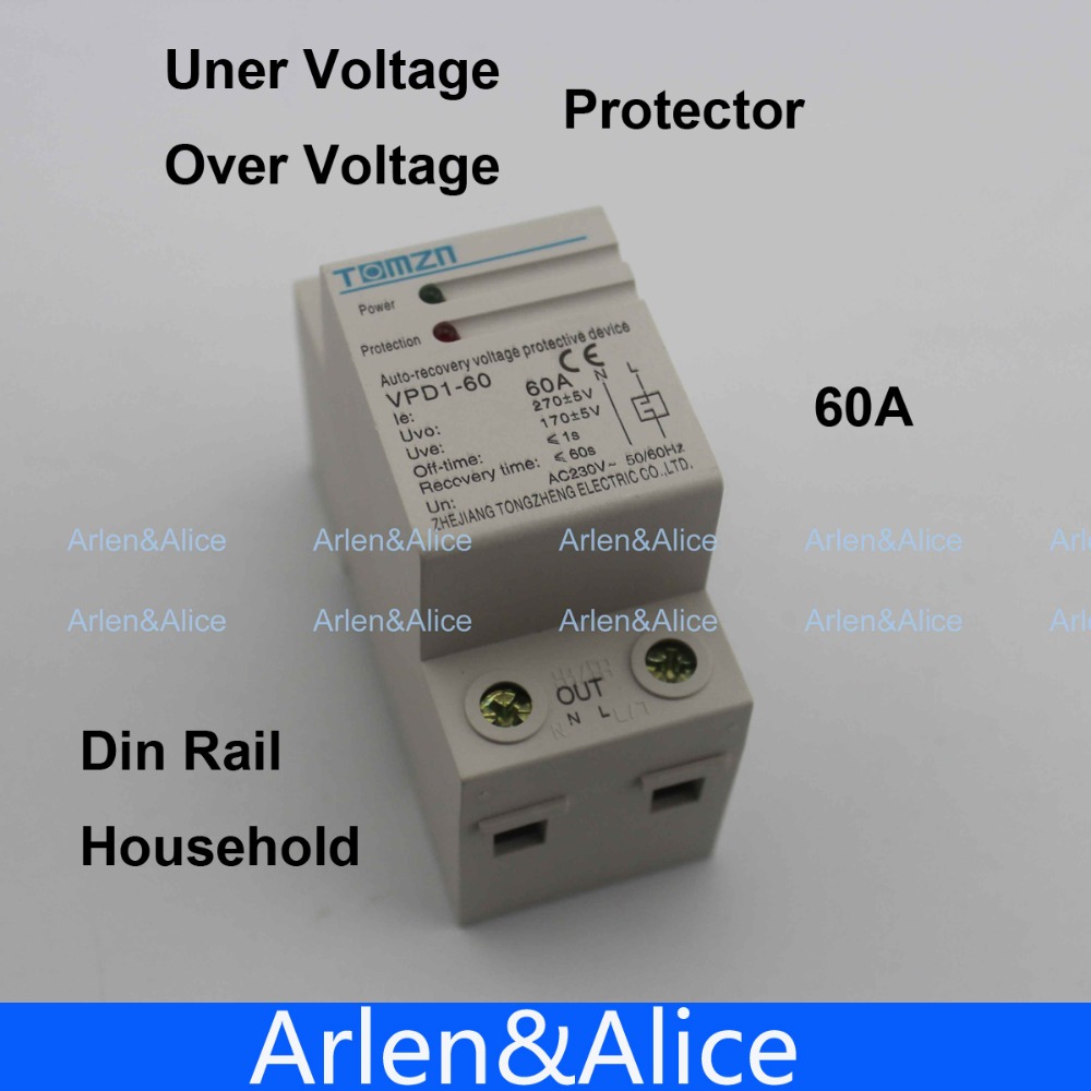 60A 230V Household Din rail automatic recovery reconnect over voltage and under voltage protective device protector