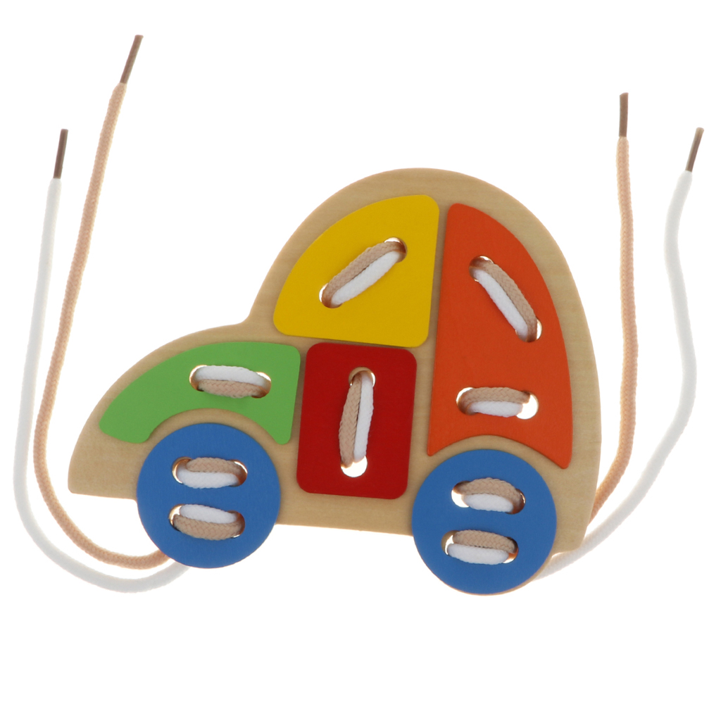 Wooden Threading Board Kids Lacing Toy Educational Sensory Activity Laces Game