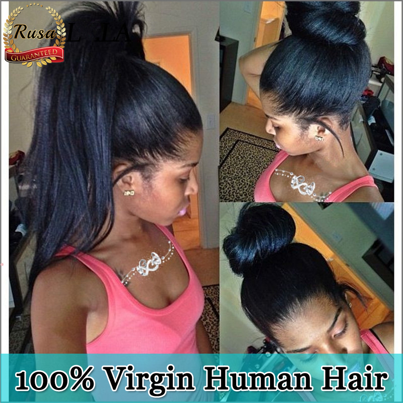 Фотография 7A Silky Straight Human Hair Lace Front Wigs Black Women Brazilian Virgin Hair Full Lace Human Hair Wigs Straight Full Lace Wigs