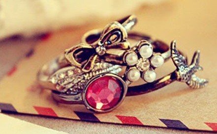 flower bird wedding ring