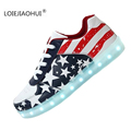 New Hot 2017 Luminous Shoes Unisex Led glow Men Wamen American Flag USB Rechargeable Light Led