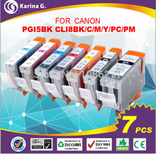 7PK New ink pack set for PGI-5BK CLI-8BK/C/M/Y/PM/PC with chip for canon PIXMA iP6600D,iP6700D,MP950,MP960 printer free shipping