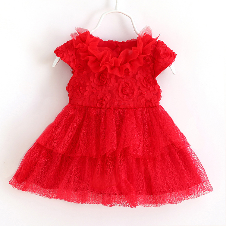 2015 Baby Infant Red Dress Newborn Baby Party Wedding Birthday ...