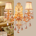 New luxury gold crystal wall light indoor wall lamp alloy crystal candle E14 double single head