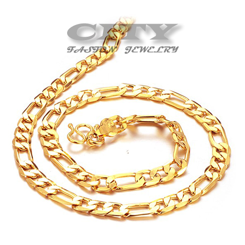 HOT SALE Fashion Jewelry chain Men&#39;s 20&quot; 6MM 18K Gold Plated Steel Necklace for cool men KL437 ...