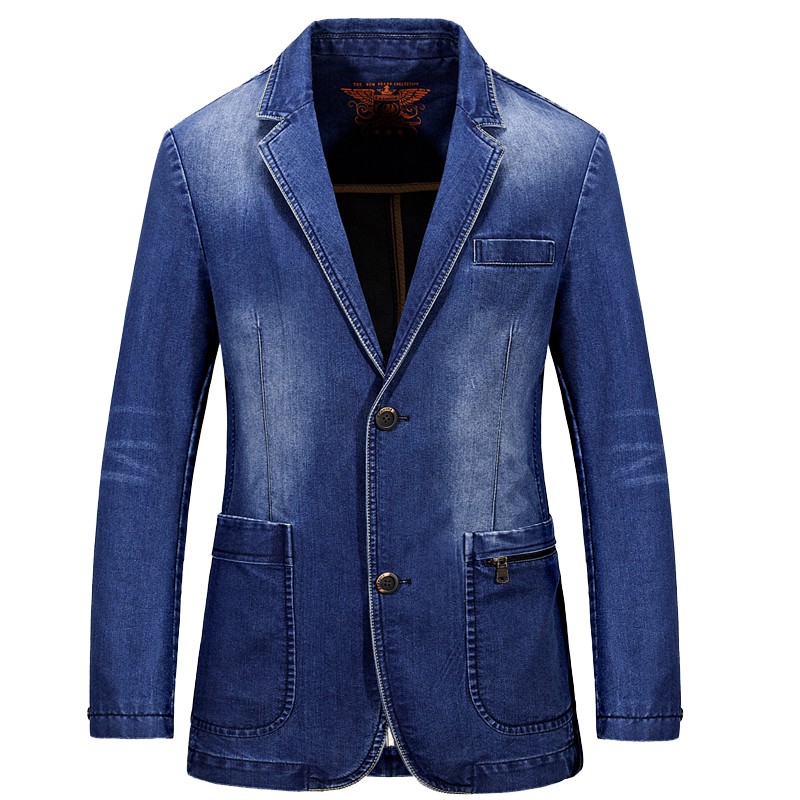 Brand Denim Men Blazer Masculino Jacket Slim Fit Casual Autumn Winter