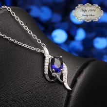 2015 New Silver plated Vintage elegant streamlined pendants and necklaces for women fashion jewelry blue white