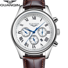 Original GUANQIN Men’s Quartz Watches Men Top Brand Luxury Wristwatches Waterproof Classic Leather Strap Watch Hours Clock Male