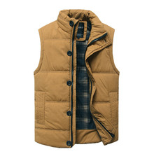 Autumn Winter Fashion Casual Tank Top Men Stand Collar Cotton-padded Thickening Slim Fitness Sleeveless Men’s Vest Waistcoat