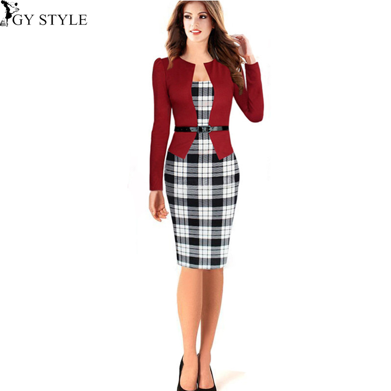 2016 Rushed Plus Size Vestido Fashion Style Faux Sexy Women Dress Elegant font b Plaid b