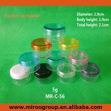 Free Shipping 50pcs/lot 5ml 5g plastic jars, small round cream bottle jars 5g, 5ml plastic cosmetic jar container
