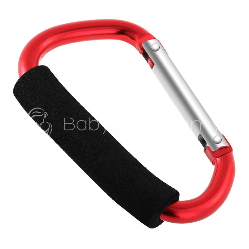 Aluminium Bag Hook For Baby Stroller Shopping Carts Pushchair Carriage Carabiner Red