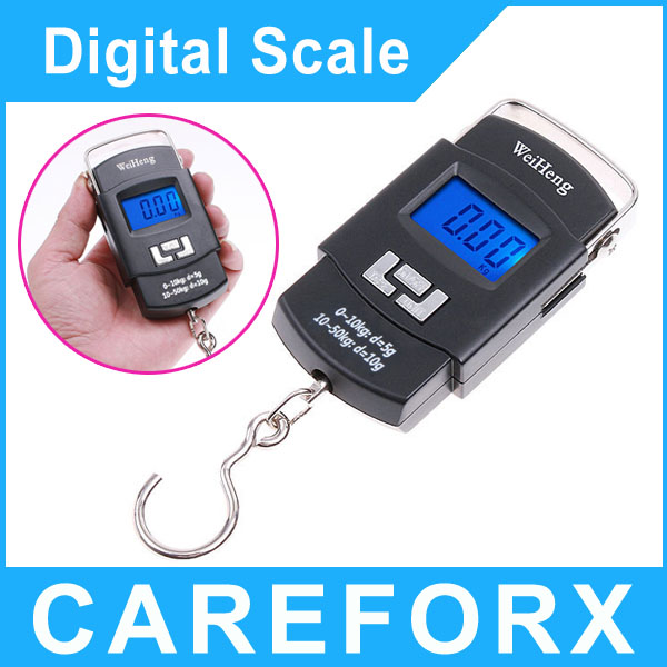 New 50kg 10g LCD Display Digital Portable Electronic Travel Luggage Fishing Weight Hook Hanging Scale Free