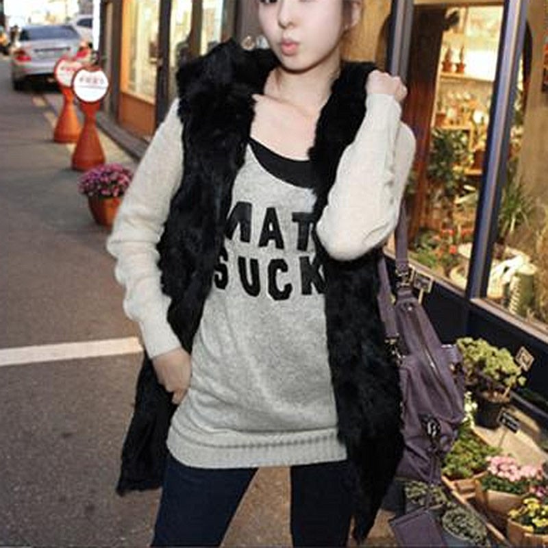 2015 Hot sale Plush fur vest big yards female Korean fashion popular hooded vest autumn and winter hooded long section waistcoat (7)