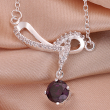 Free shipping crystal jewlery free shipping 925 silver necklace inlaid stones fashion necklace high quality wholesale