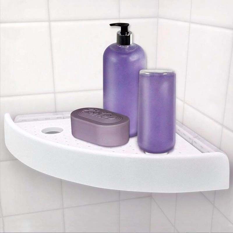 Details about   Wall Mounted Corner Shower Caddy Shelf Bathroom Adhesive Storage Soap Holder NEW 