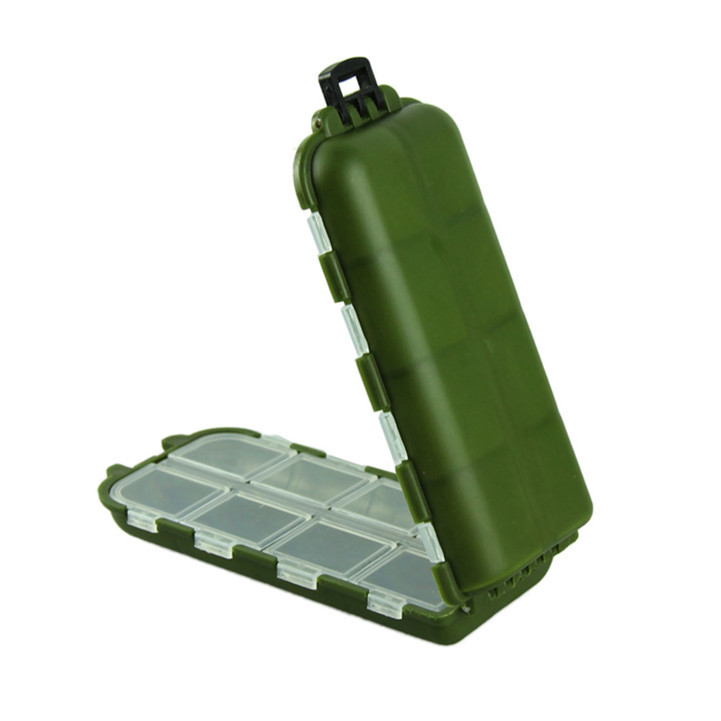 Delicate army green plastic fishing tackle box fishing hook 8 Compartments Storage Case Hot Selling