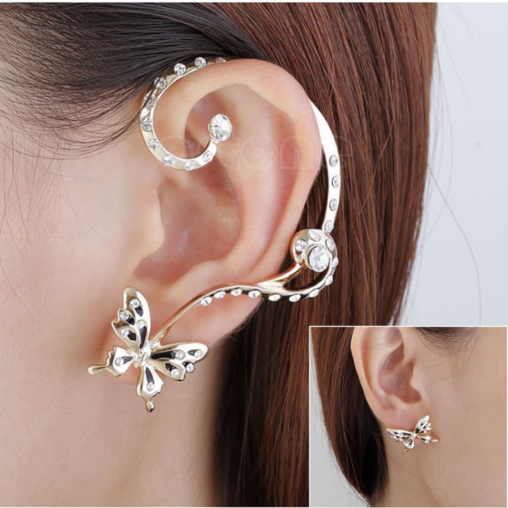 J117 Free Shipping 1 Pair Modish Nice Women Erfly Ear Cuff Clip J117 Free Shipping 1 Pair Modish Nice Women Erfly Ear Cuff Clip Stud Crystal Rhinestone Earring Plus Size Clothing For Everybody
