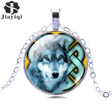 Fashion Bronze Silver Color Jewelry for Women Newest Punk Wolf Necklace Glass Cabochon Statement Chain Necklace