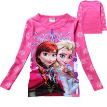 Queen Elsa Anna Kids Girls Long Slevee T Shirt Cotton Tops