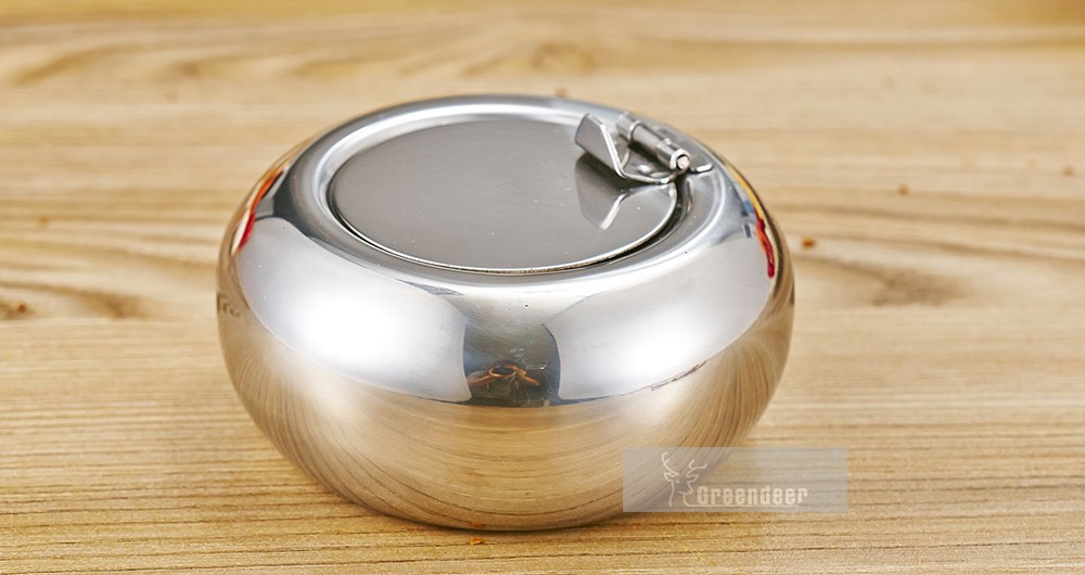Stainless Steel Drum Shape with Lid Ashtray with Cover Ashtray Car Ashtray Cigarette Cigar Smoking Smoke Ash Tray Windproof-J13342-P4