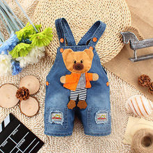 2016 NEW Newborn Baby Girls Boys Kids Denim Jeans One-pieces bear Rompers Playsuits Overalls Bib Clothes FREE SHIPPING 0-3T