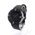 BOBO BIRD Womens Ebony Vintage Round Wood Watch One Cut Leather Strap Ladies Bamboo Wood Watches