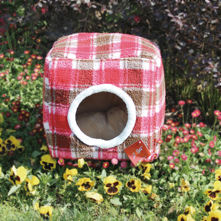 Cat Puppy Dog House Cushion Nest Pad Square Plaid Pet Bed Dog Bed 