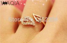 Hot Fashion 2015 New Two Leaves Imitation Diamond Couple Rings Korean Female Vintage Jewelry Influx of