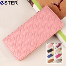 Casual Weave Women Wallets Solid PU Leather Long Wallet New Popular Portable Purses Delicate Casual Lady Standard Wallets N076