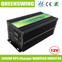 QUEENSWING Modified Sine Wave Power Inverter DC AC 12V 220V 2000W with UPS Charger and digital