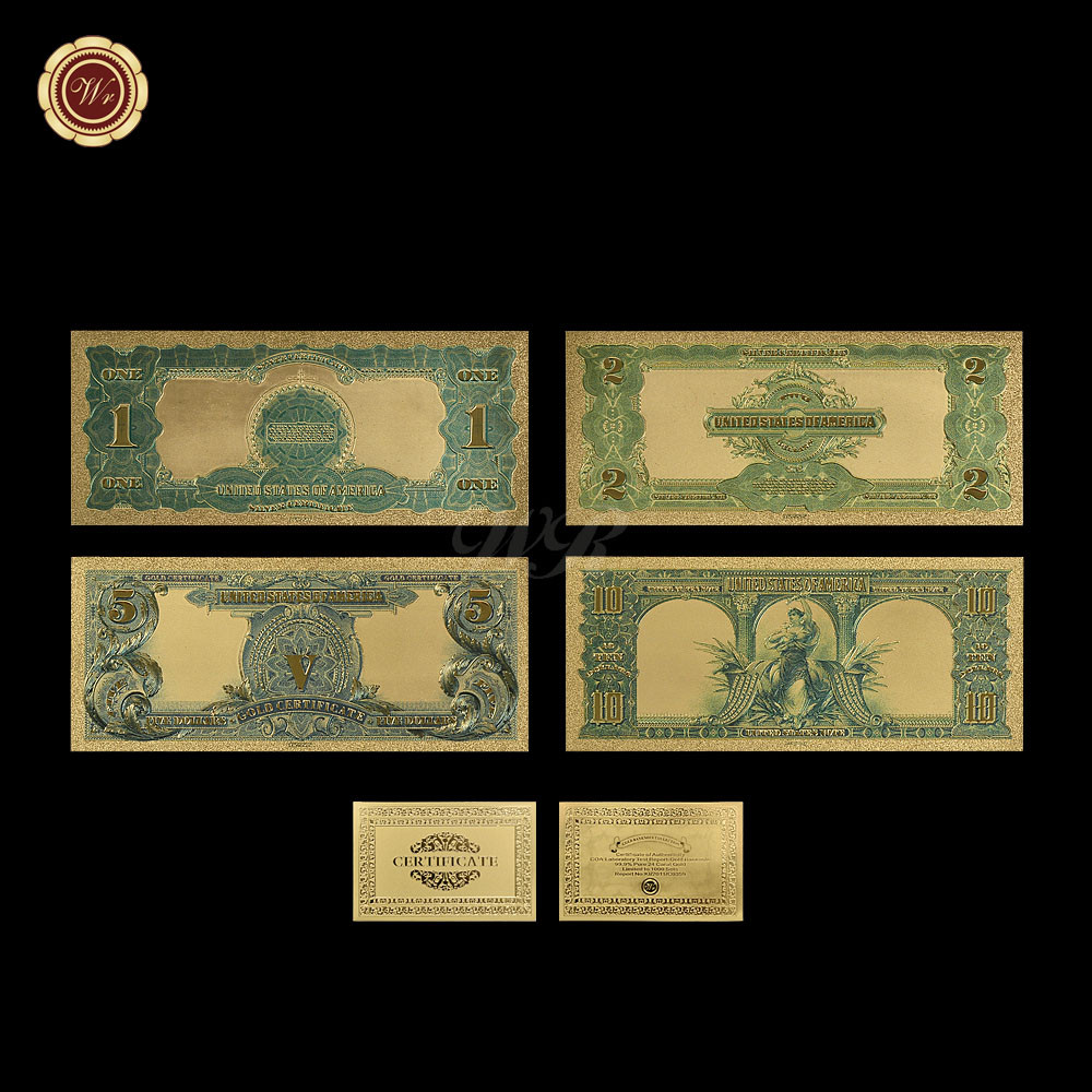 Description Picture 4 of item24k Colour Gold Banknote Rare America Set 1899&1901 Edition Paper Money Plated Colour Gold Paper Collection Business Gift