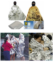 Emergency Blanket Survival Rescue Curtain Outdoor Life saving Tent military Silver Gold