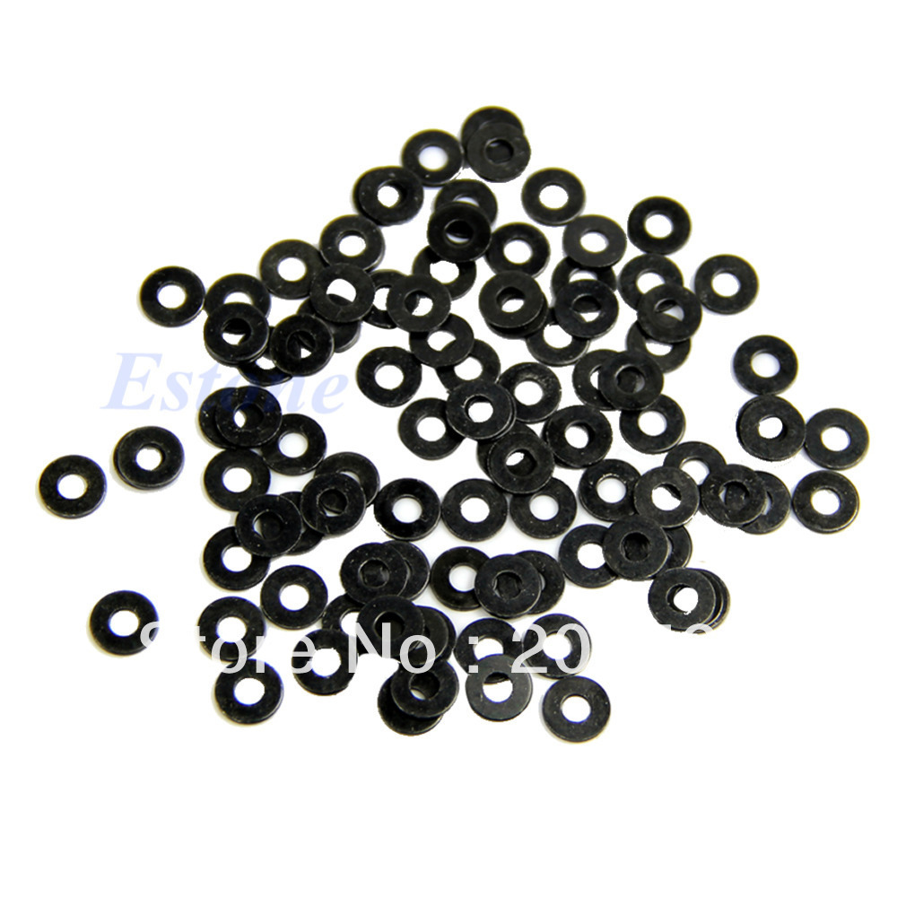 M126 100Pcs/pack Black Zinc Plated M3 Flat Spacer Washers Gasket Ring