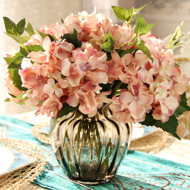 10pcs French European Artificial Silk Hydrangea Flower 10pcs French European Artificial Silk Hydrangea Flower Bouquet Decorative Flowers Wreaths Home Party Wedding Decor