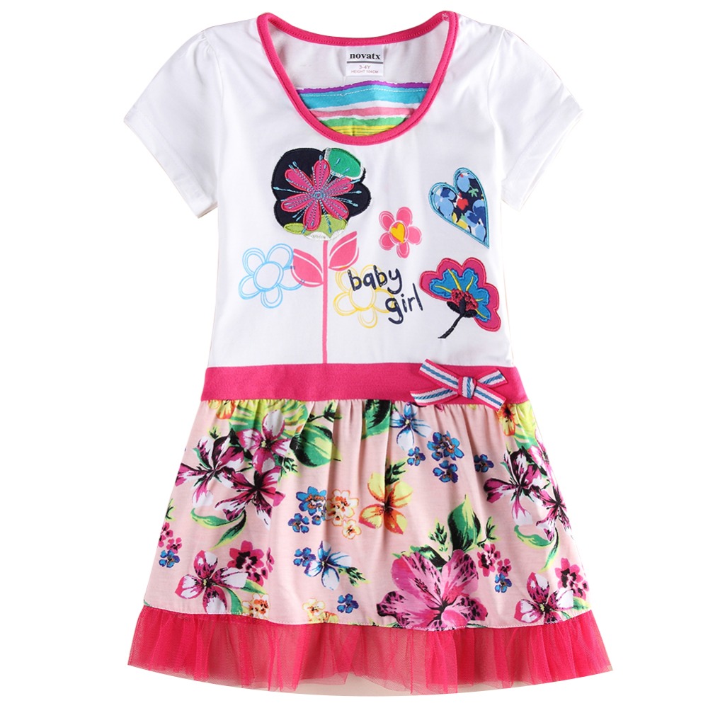 girl dress Nova new fashion high quality 2016 girls kids dress summer floral dress for baby girls H6120Y