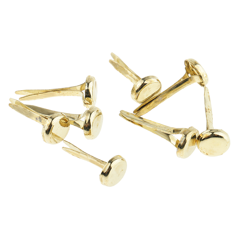 MagiDeal 200 Pieces Mini Gold Iron Brad Paper Fasteners for